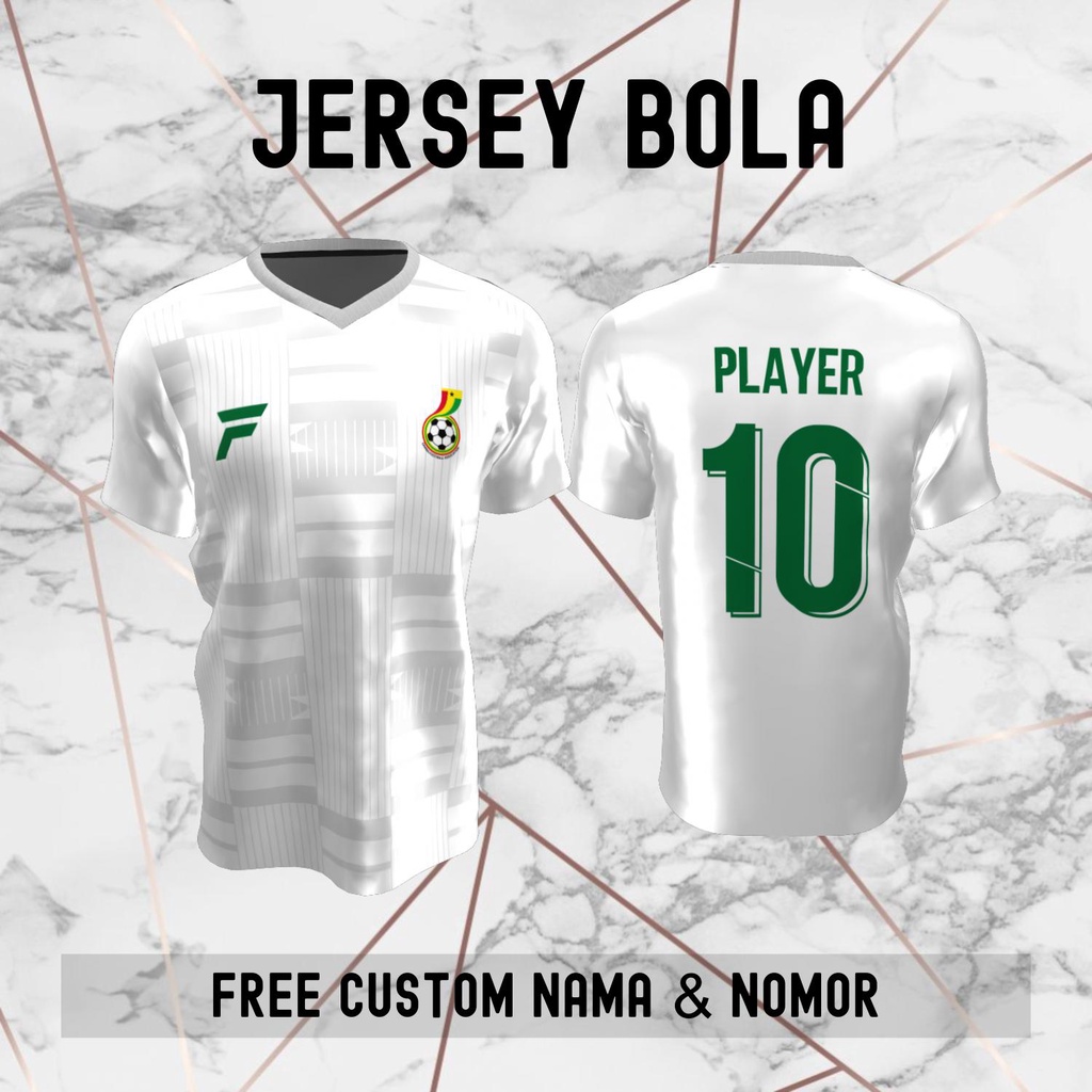 Jersey Ghana Timnas Negara Bola Baju Kaos Custom Nama dan Nomor Punggung - 216