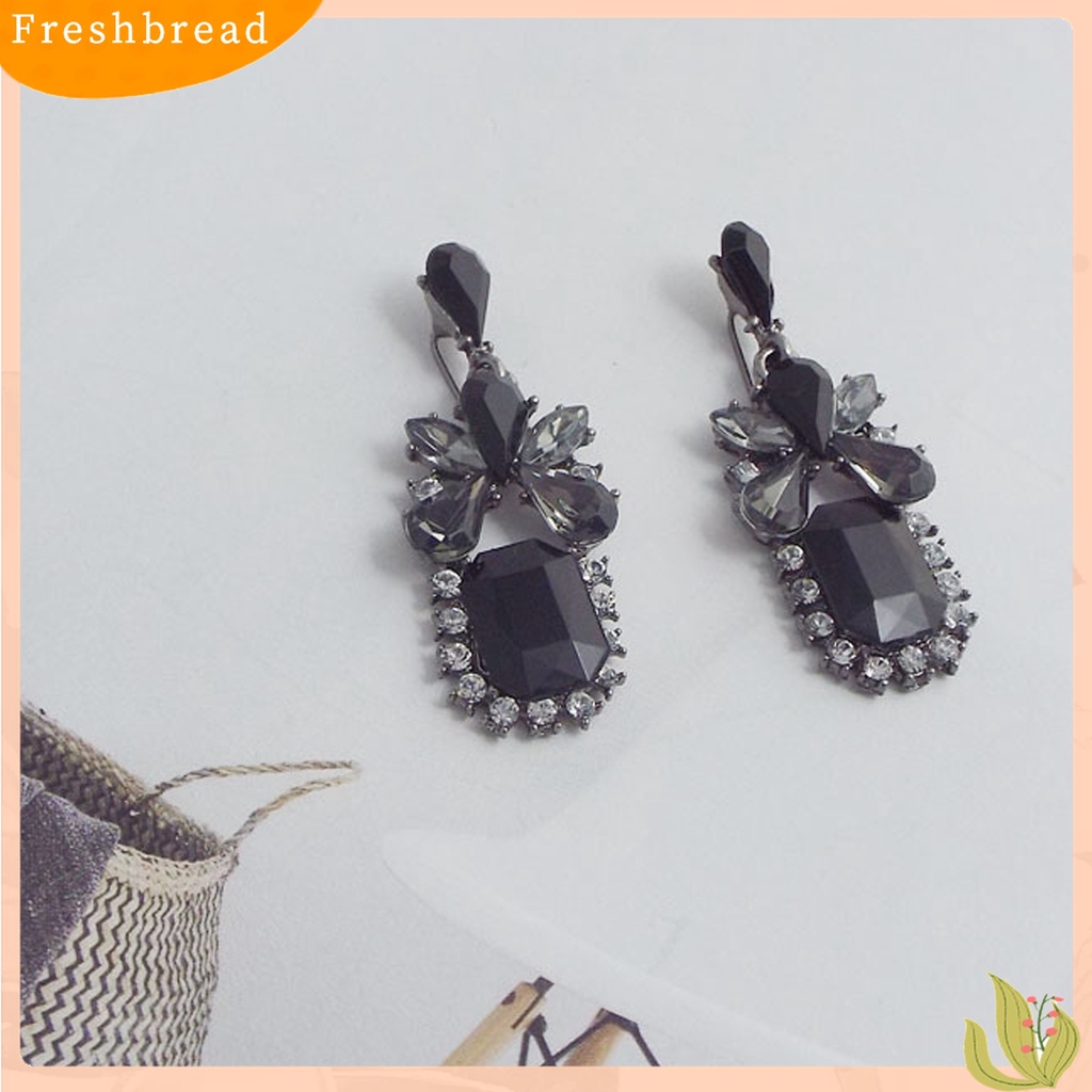 【Fresh】Women's Vintage Black Square Waterdrop Zircon Eardrop Dangle Earrings Jewelry