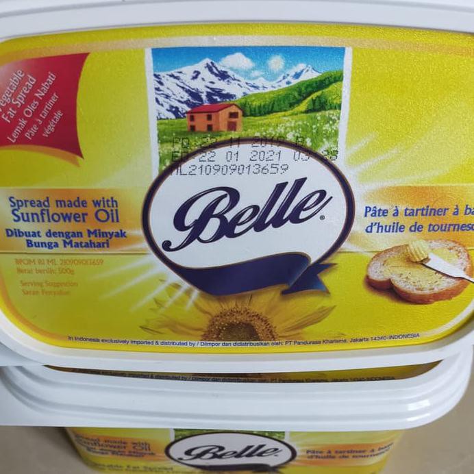 

BELLE MARGARINE SUNFLOWER OIL VEGETABLES FAT SPREAD 500GR MENTEGA