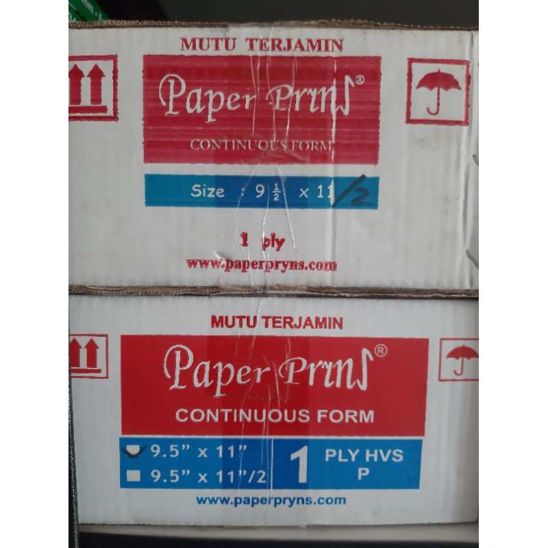 

Kertas Komputer K1, Continuous Form 9.5x11" 1 Ply atau Bagi 2 Paper Prins PaperPryns Paperprint