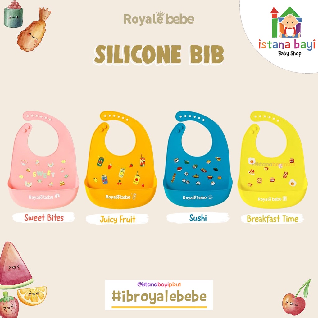 Royale Bebe Silicone Bib (celemek makan bayi)/Slaber bayi