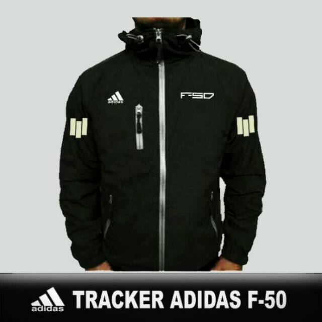 BEST SELLER Jaket Diskon Adidas Original F50 HITAM Bahan Parasut Grade A Semi Anti Air Harga PROMO