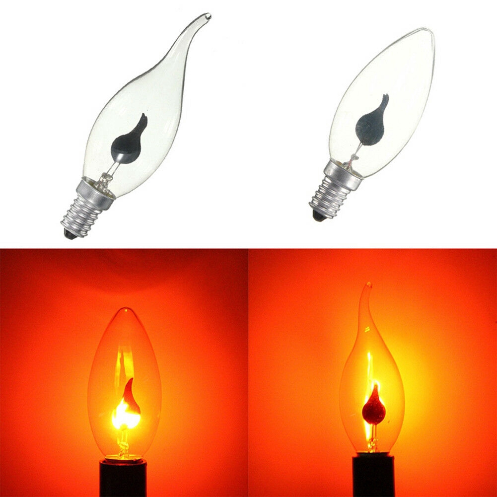 Bohlam Edison E27 E14 Led 220 230 240V Effect Flame Fire Light Vintage Kelap Kelip Dekorasi Novel Lampu Tip Lilin Orange Merah