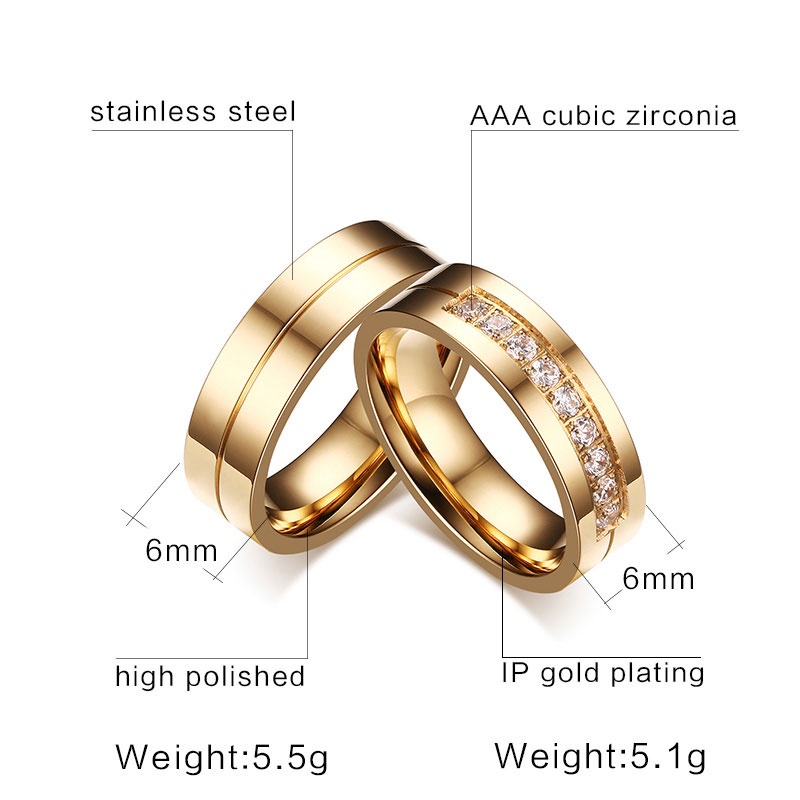 Satu Cincin Pertunangan Cincin Kawin Fashion Korea Untuk Pria Dan Wanita