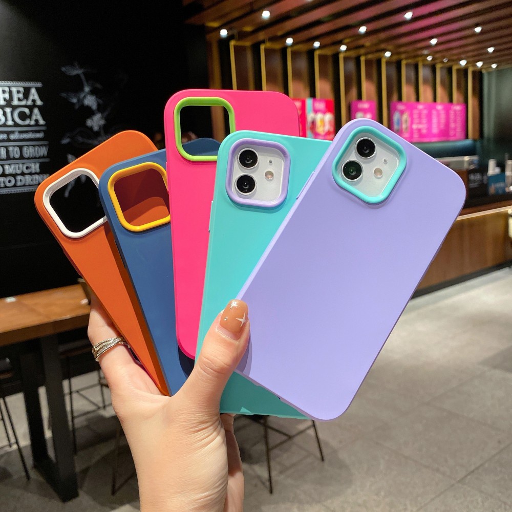 Macaron triple case iphone 12 13 11 pro max X/Xs max XR 7/8/se2020 7plus/8plus simple anti-fall protective cover