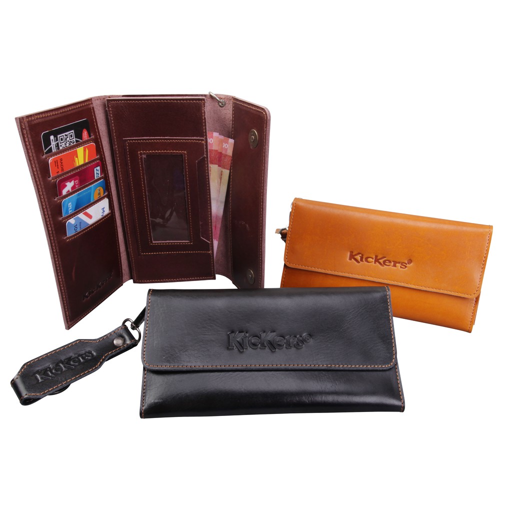 Dompet Cowok Panjang / Dompet Panjang Pria Merk Kickers Lipat Slim Bahan Kulit Sapi Asli DF00