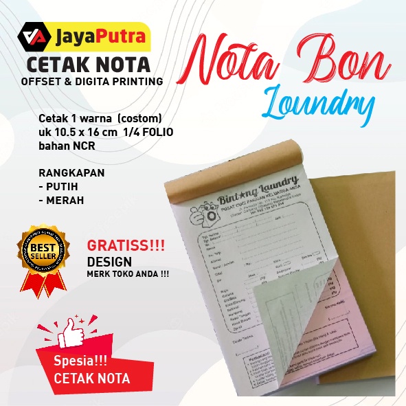 

CETAK NOTA 1/4 FOLIO uk 10.5 x 16 cm