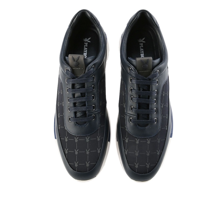 SEPATU PLAYBOY SNEAKER PRIA ORIGINAL CASUAL KETS KULIT BIRU NAVY PLK0