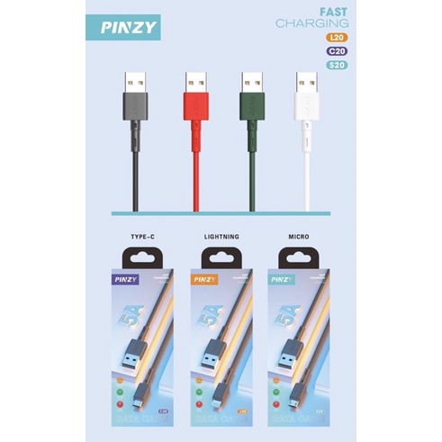 Kabel Data PINZY L20 Type Lightning Fast Charging Panjang 1 Meter - Kabel Fast charging L20