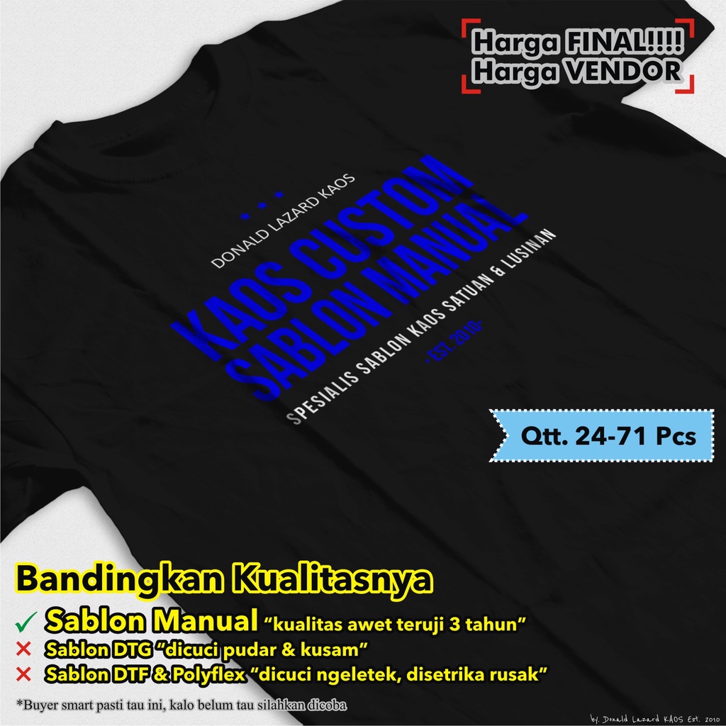 [24-71] Sablon Custom Kaos - Sablon Manual Rubber HQDL PLAST Lebih dari Plastisol biasa