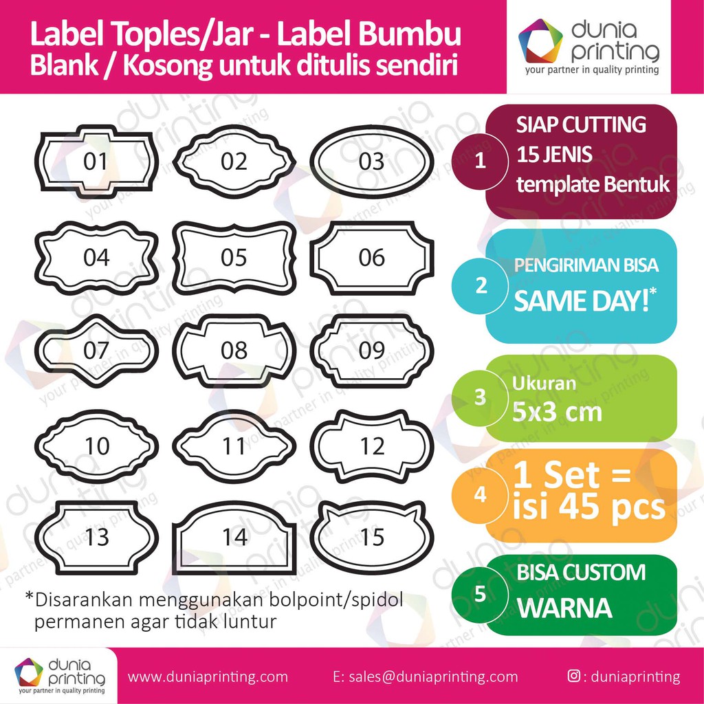 

Stiker Label ekonomis bumbu / parfum - tulis sendiri - w05