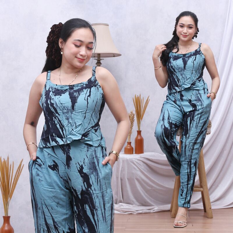 Setelan Tanktop Wanita || Nessa Panjang || One set || Baju Tidur || Santai setelan piyama || Daster Bali