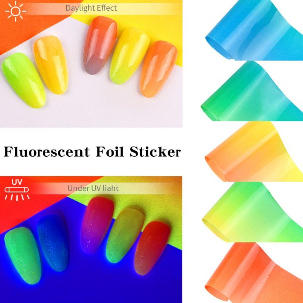 MXBEAUTY Neon Stiker Nail Art DIY 4*100cm Dekorasi Kuku Manicure Hologram Nail Art Foils