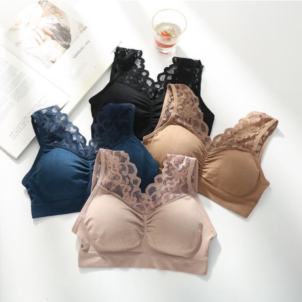 BV.ID BR026 WANITA TANPA KAWAT BAHAN HALUS PAKAIAN DALAM BRALETTE ELASTIS SEXY DENGAN BUSA