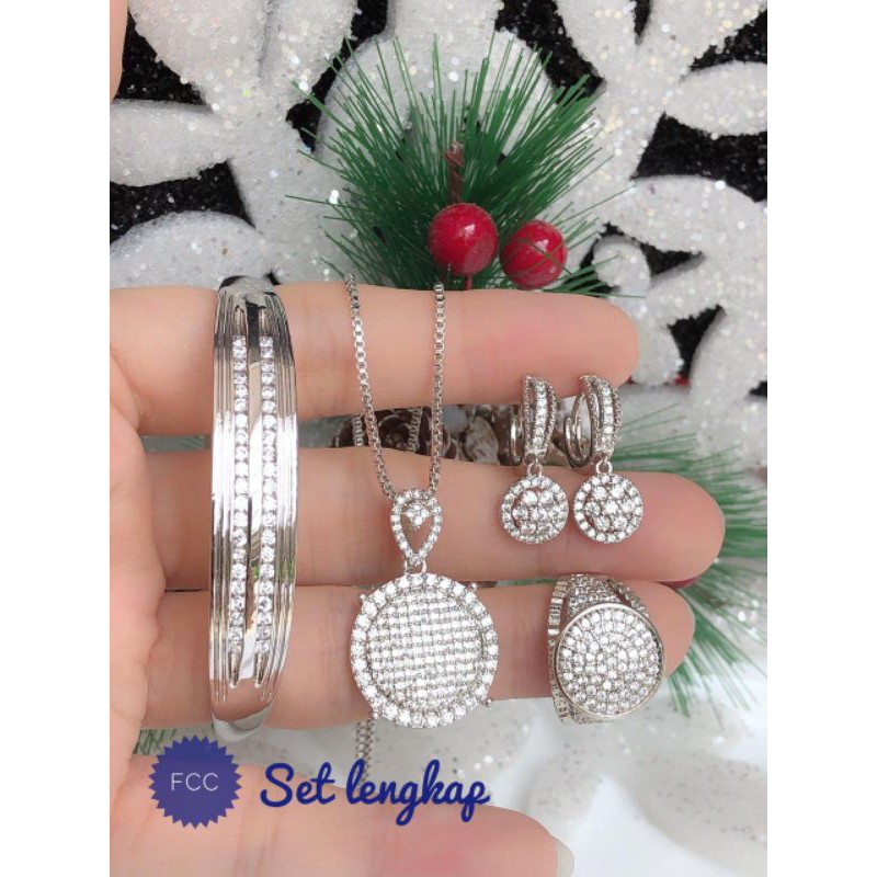 [XUPING] PAKET PERHIASAN XUPING ASLI BERLIAN SILVER EMAS PUTIH MENGKILAT MEWAH 031020
