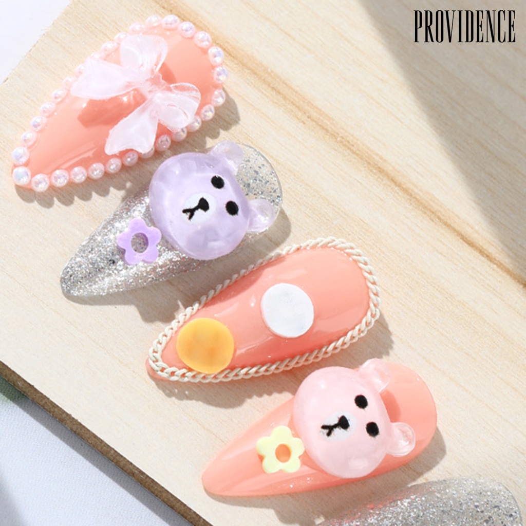 Providence 8Pcs/Bag Fingernail Decoration Universal Lovely Resin Nail Art Accessories Cute Teddy for Personal Use