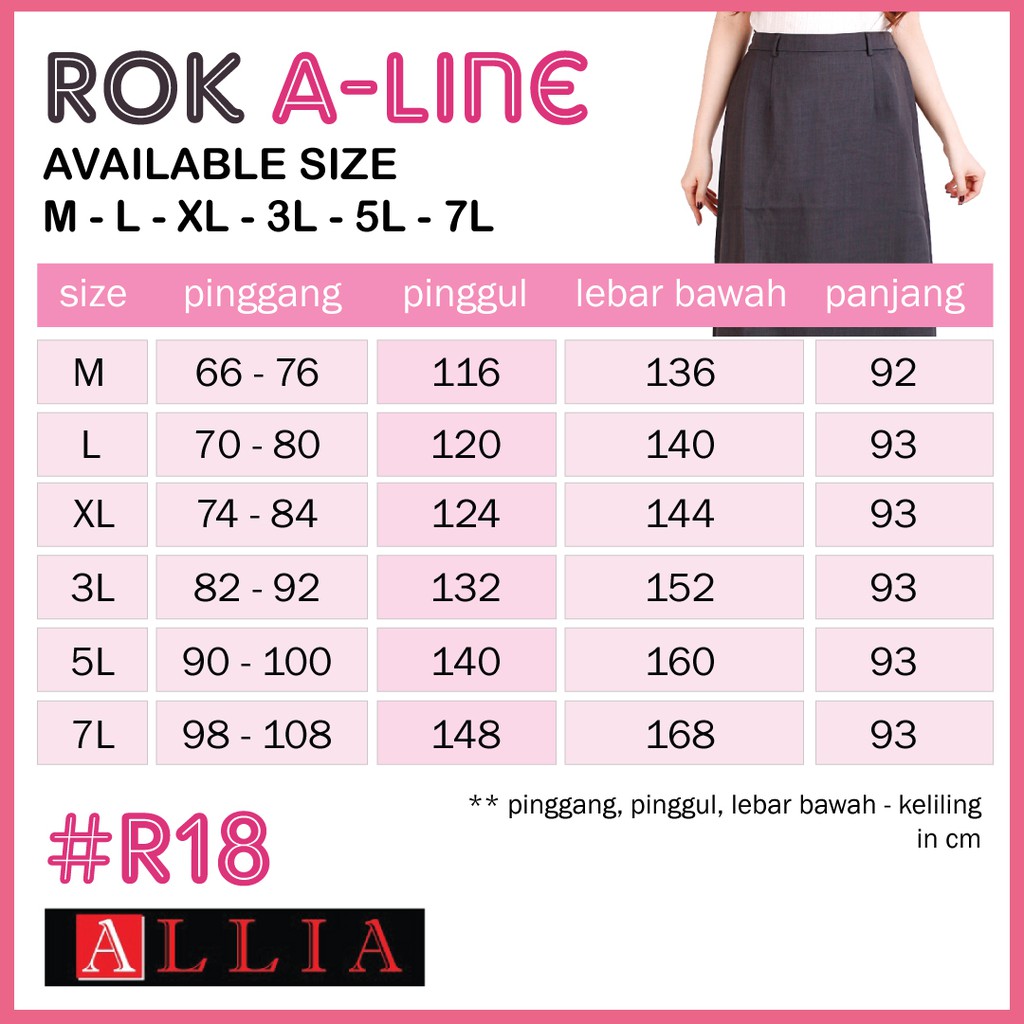 Rok A Line Wanita / R18 Dark Grey M - 7L / Rok Panjang Wanita / Rok Payung wanita
