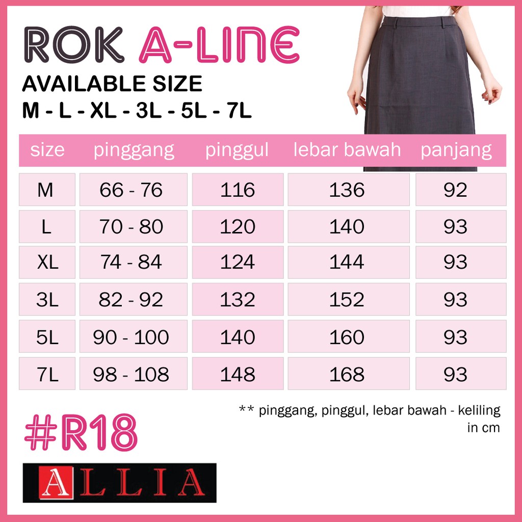 ALLIA R18 - MOCHA - M - 7L - Rok A Wanita - Rok Panjang Wanita - Rok kerja wanita - ROK Payung