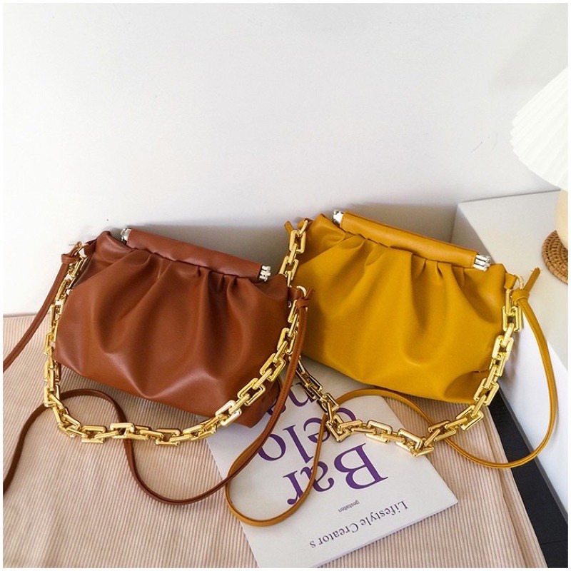 Tas Import Selempang Wanita Kerut Rantai 7392