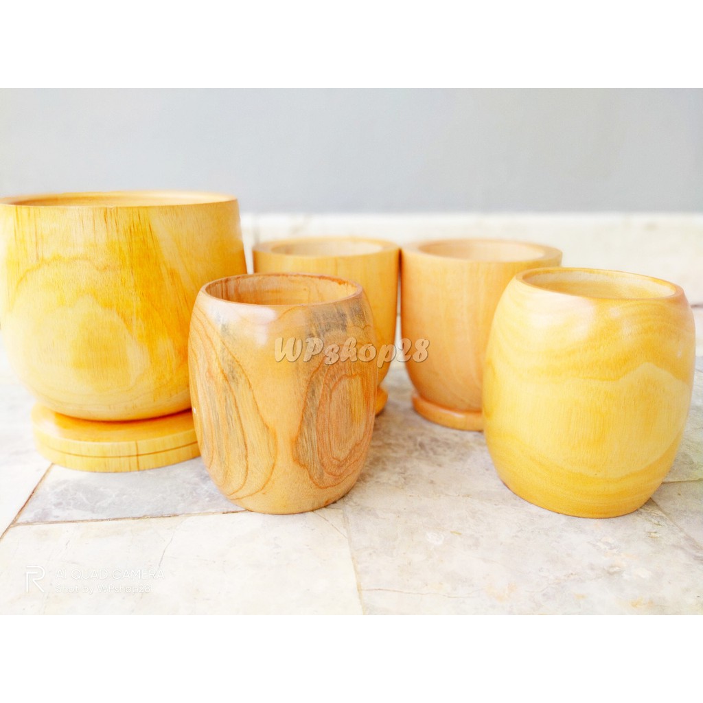 Pot Bunga kayu Mahoni Blitar ukuran sedang