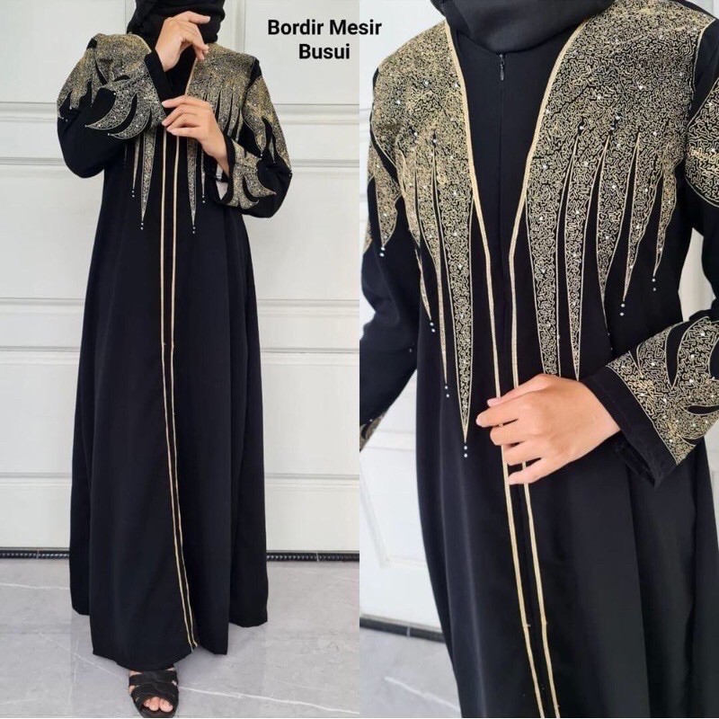 ARABIANA GAMIS (COD) TURKEY DELA & NADIA JETBLACK GAMIS SYARI TANPA PASMINA-Mesir (busui)