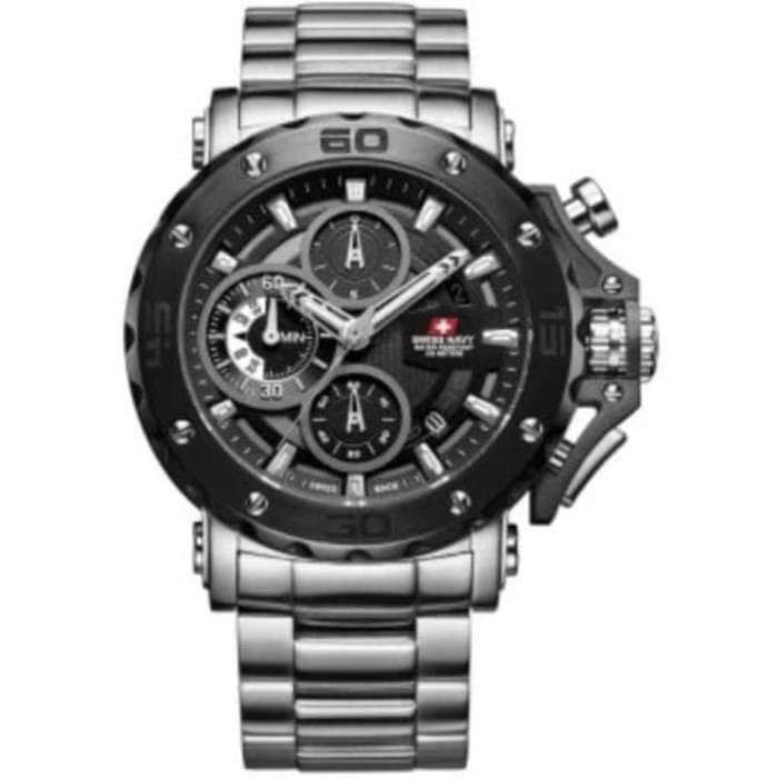 Jam Tangan Swiss Navy HC 8932 Silver Black Original