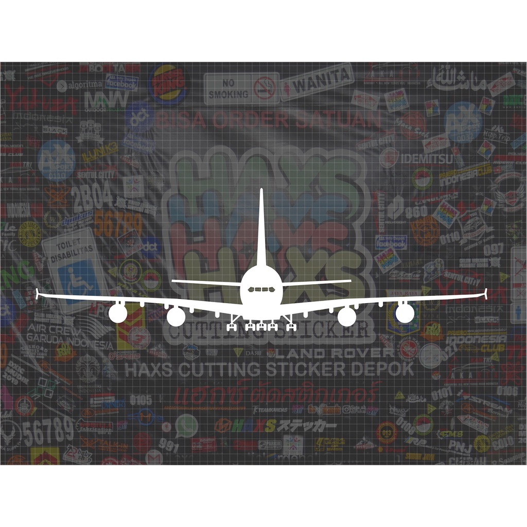 Cutting Sticker Pesawat A380 Kaca Mobil Ukuran 60 Cm
