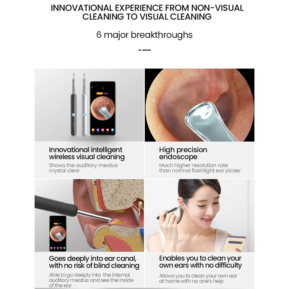 Bebird Smart Visual Ear Stick Kamera Endoscope HD Pembersih Telinga - C3 - White