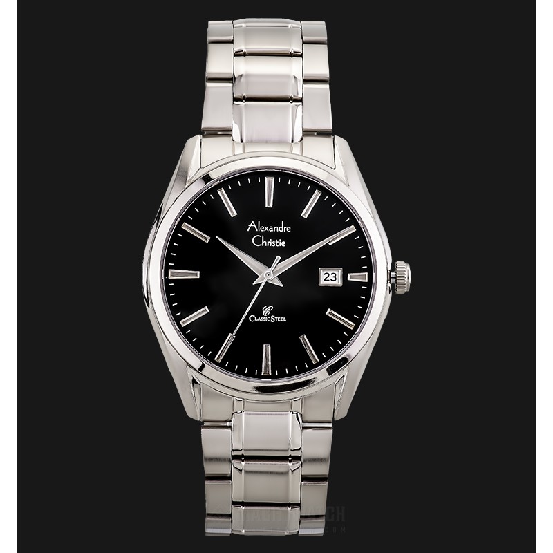 Alexandre Christie AC 8554 MD BCGBA Man Black Dial Light Gold Stainless Steel Strap