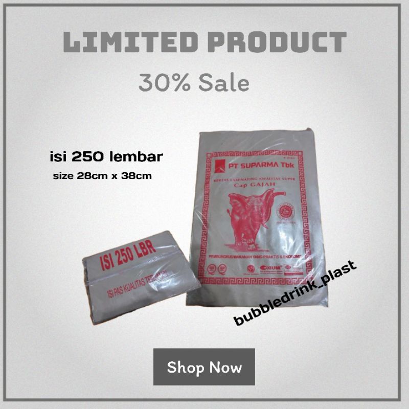 

Kertas Nasi Pembungkus Cap Gajah Merah / Kertas Nasi Pink Cokelat Isi 250 lembar