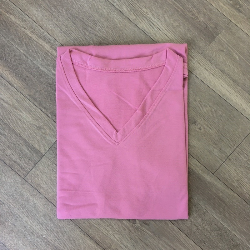 [COD] Kaos polos wanita lengan pendek Oversize Jumbo Murah V neck - by.Nyaman_Kaosan-*Pendek , Dusty