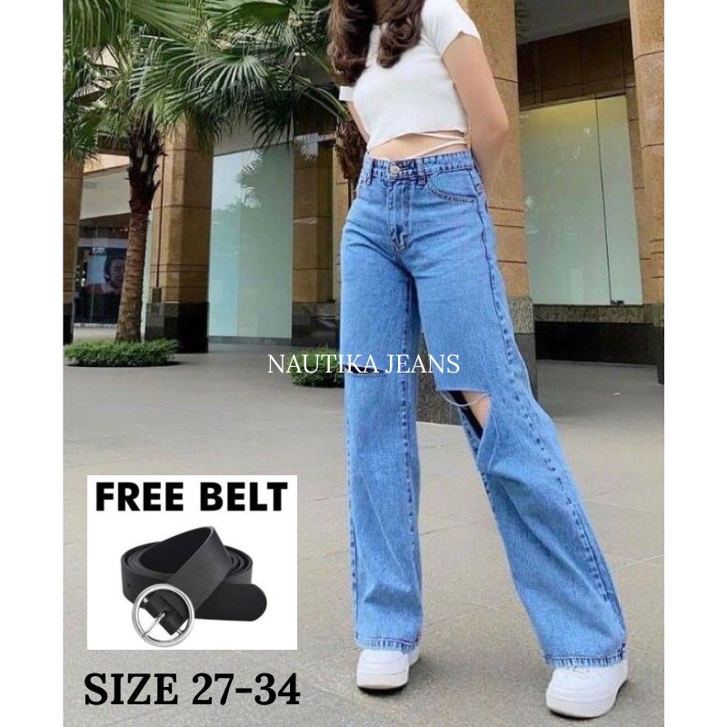 RIPPED HIGHT WAIST KULOT JEANS PREMIUN