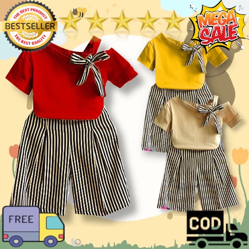 VISION ONLINE [GRATIS ONGKIR BISA COD] SETELAN MONICA/SETELAN BAJU LENGAN PENDEK ANAK PEREMPUAN UMUR 1 2 3 4 5 TAHUN KAOS ATASAN BAYI CEWEK 12 BULAN CELANA PANJANG ANAK KULOT MURAH KEKINIAN TERBARU 2021 KEREN MODEL KOREA STYLE BAGUS LUCU