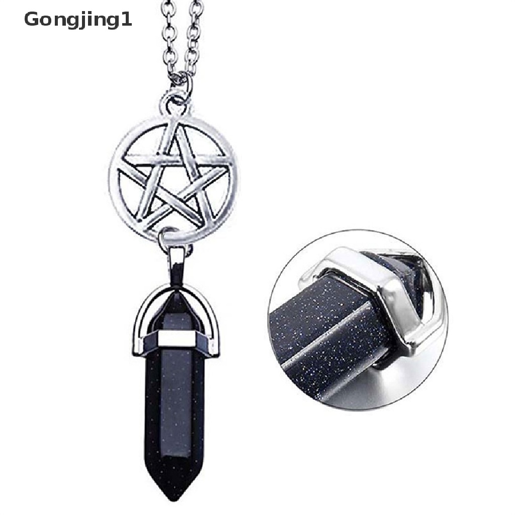 Gongjing1 Kalung Rantai Liontin Bintang + Batu Chakra Supernatural Gaya Vintage Untuk Wanita