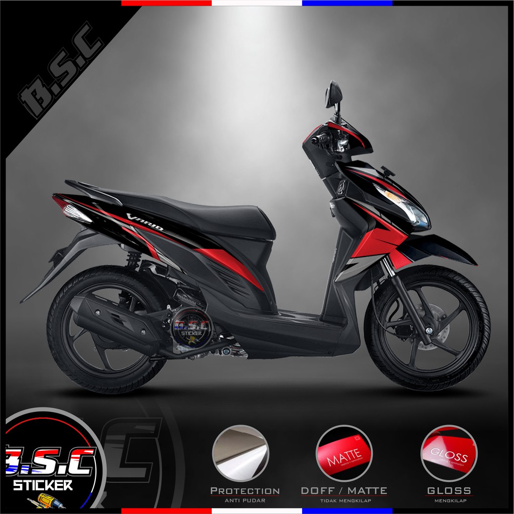 Sticker Motor Stiker Decal FULL BODY Vario 110 ESP Vario Remot Motif Flash Tech Red