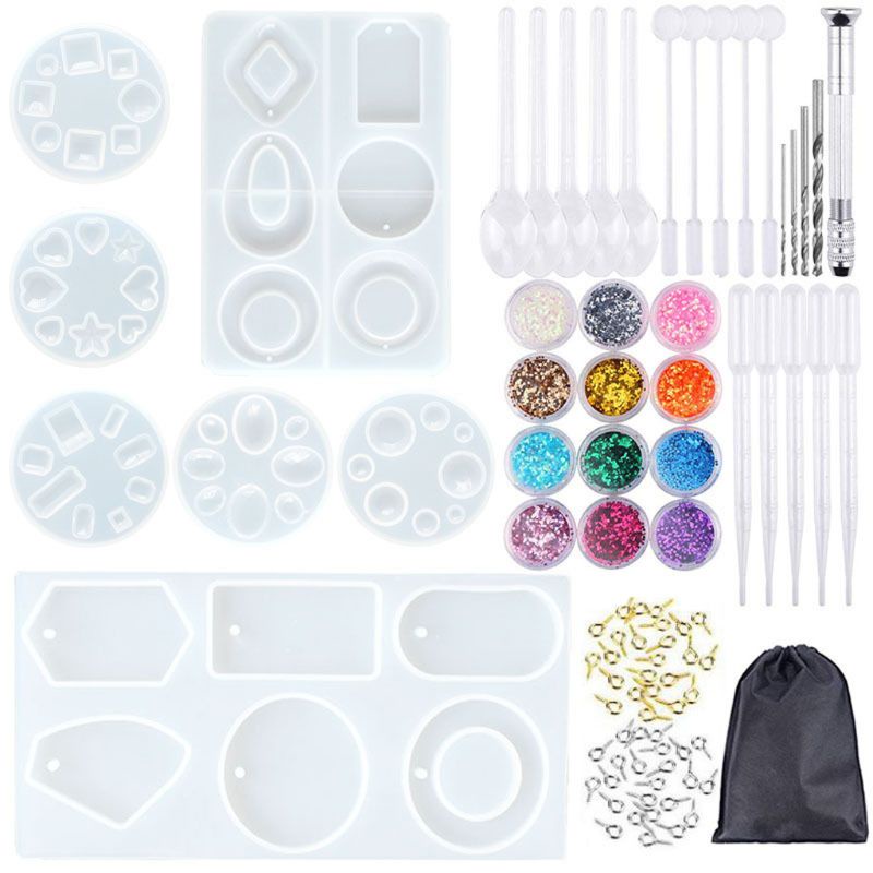 SIY  89Pcs Acrylic Earring Epoxy Resin Molds Kit Resin Geometric Earrings Pendant Resin Silicone Molds Jewelry Making Tools