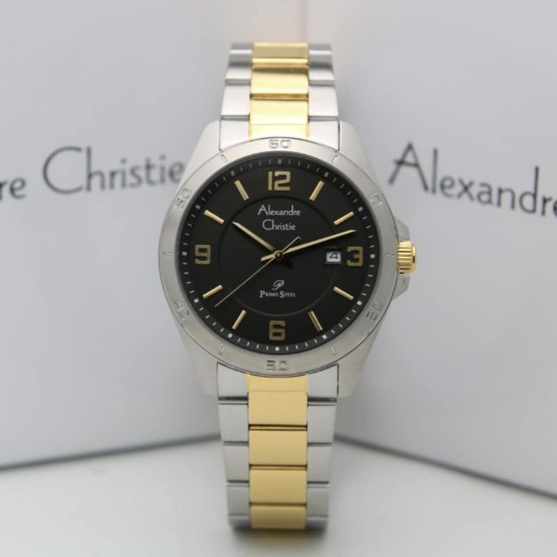 Jam Tangan Alexander Christie Pria Silver Gold Black ac1016