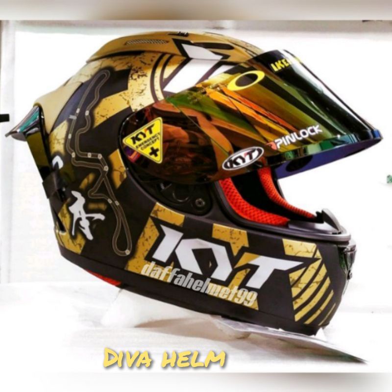 HELM KYT RC7 #17 GOLD DOFF PAKET GANTENG|KYT RC SEVEN MOTIF