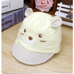 Topi Anak Bayi Usia 3 - 12 Bulan IMPORT Motif Beruang - Topi Anak Bayi Bahan Adem Lembut Bagus-KUNING