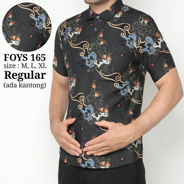 BAJU KEMEJA BATIK PRIA SLIM FIT MODERN MEWAH LENGAN PENDEK LS106