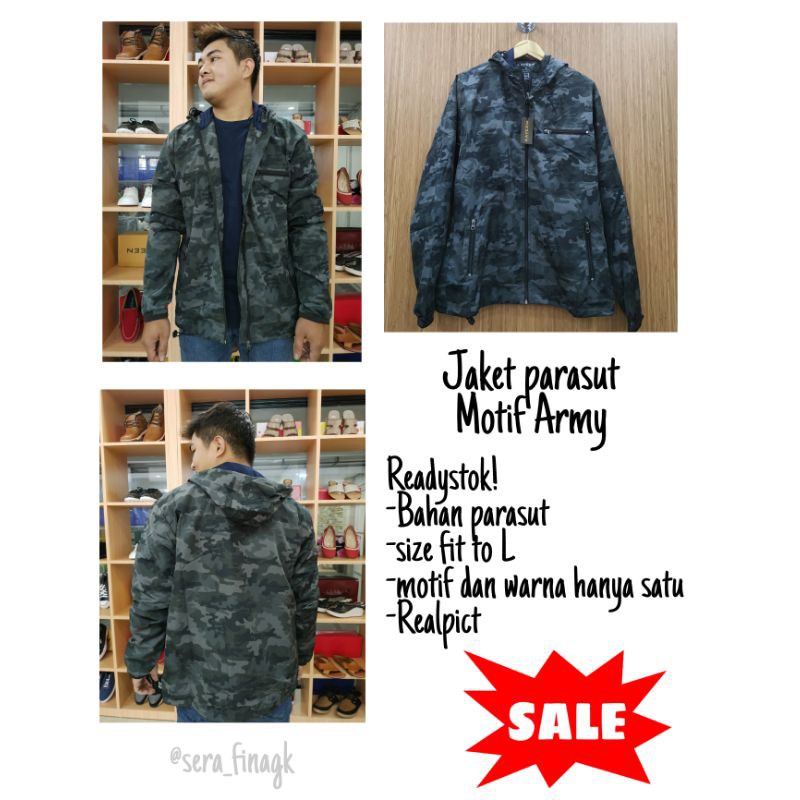 Jaket parasut motif Army / Jaket pria