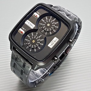 Jam Tangan Pria / Cowok Diesel Double Watch Rantai Full Black