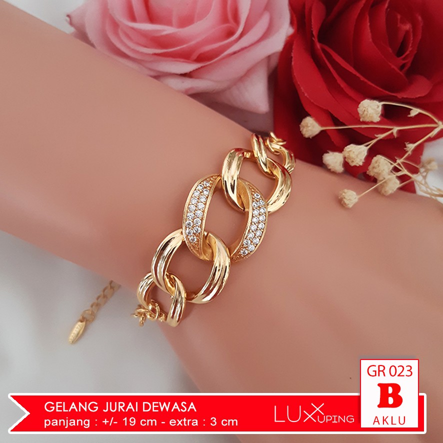 GR 023 Gelang Xuping Wanita Dewasa Permata Sirkon Perhiasan Lapis Emas 18K Pita Yaxiya Luxx Xuping