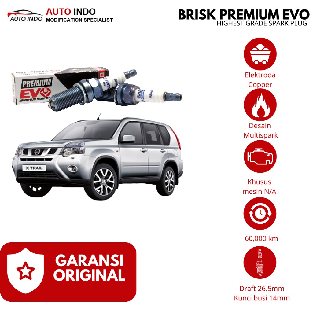 Busi Mobil Racing Nissan Xtrail T31 2.0 2.5 Busi Brisk Premium Evo MR14BFXC 100% Ori
