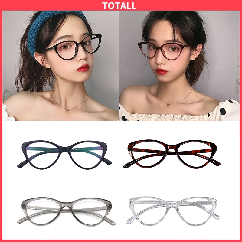 [Totall]Kacamata Korea Wanita Kacamata Anti Radiasi Wanita Fashion Cat Eye Eyeglasses Versatile Optical Glasses