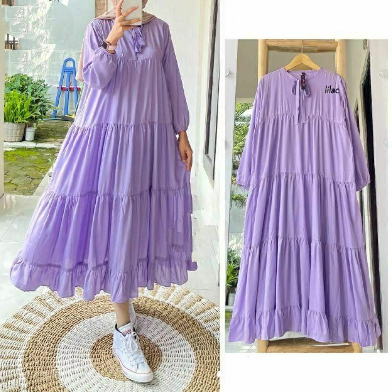 Rachel midi dres  tunik wanita bahan katun rayon