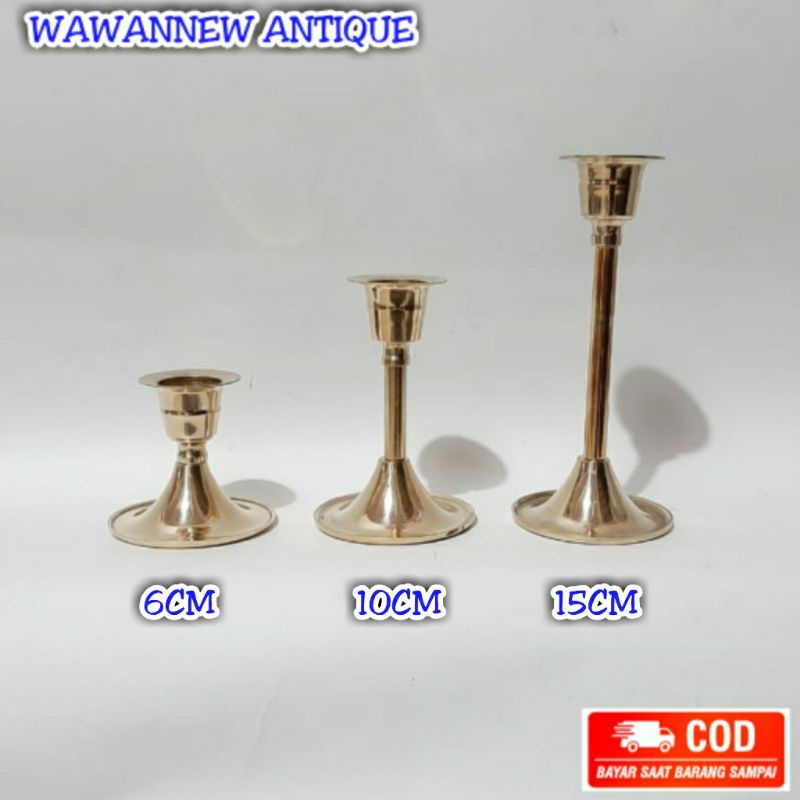 Tempat Lilin Aromaterapi Kuningan Antik Motif Polos / Candle Holder