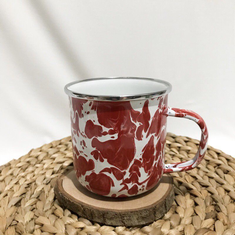 Mug jadul enamel 9cm/cangkir jadul loreng/Mug kaleng gagang/Mug outdor/Cangkir gunung/Cangkir kempin