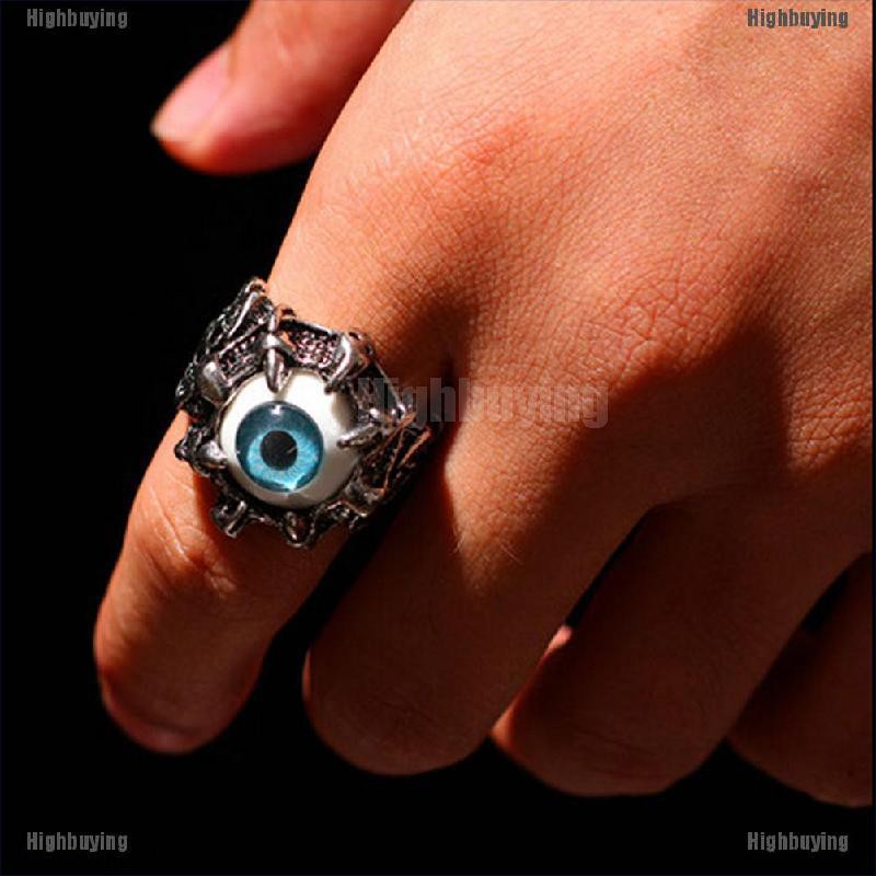 Hbid Glory 1pc Cincin Stainless Steel Desain Cakar Naga / Tengkorak / Evil Eye Gaya Gothic Untuk Pria