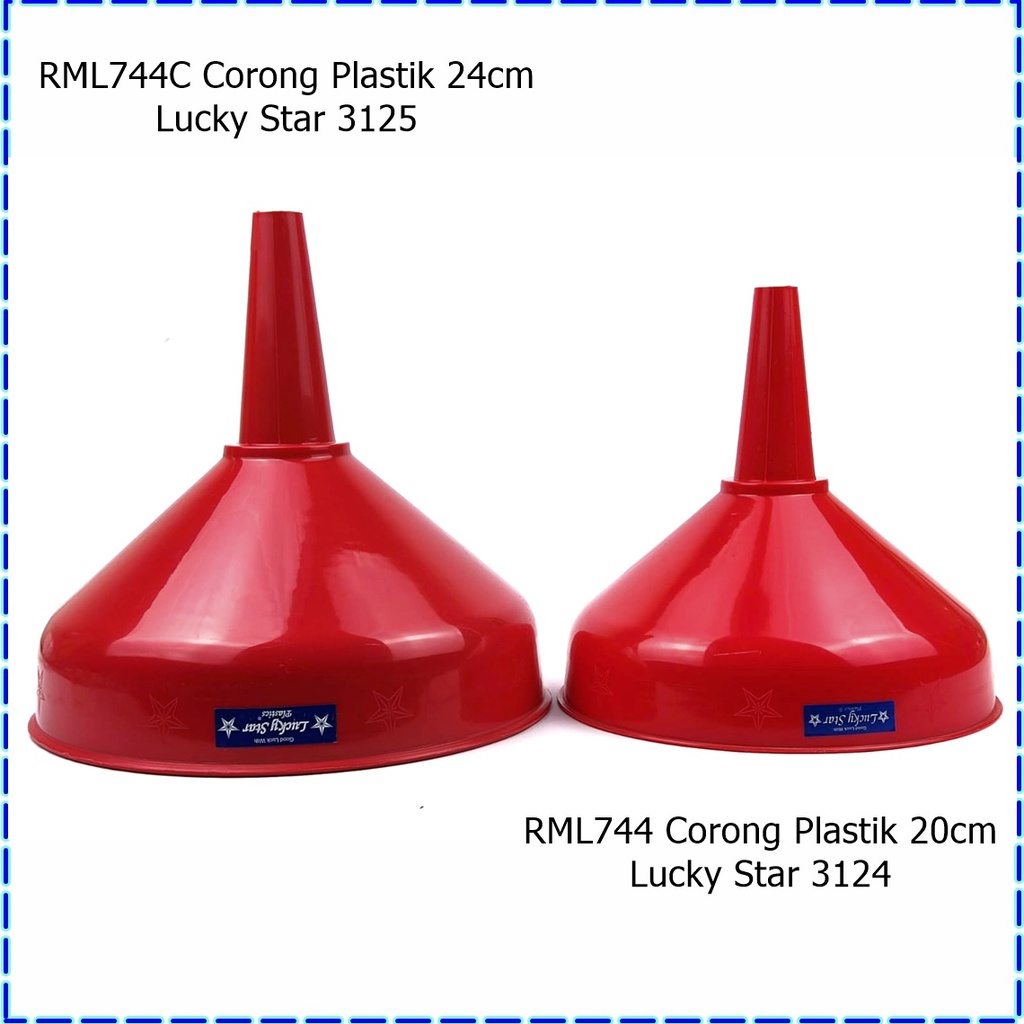 Corong Air/Corong Minyak Plastik 20cm &amp; 24cm Lucky Star